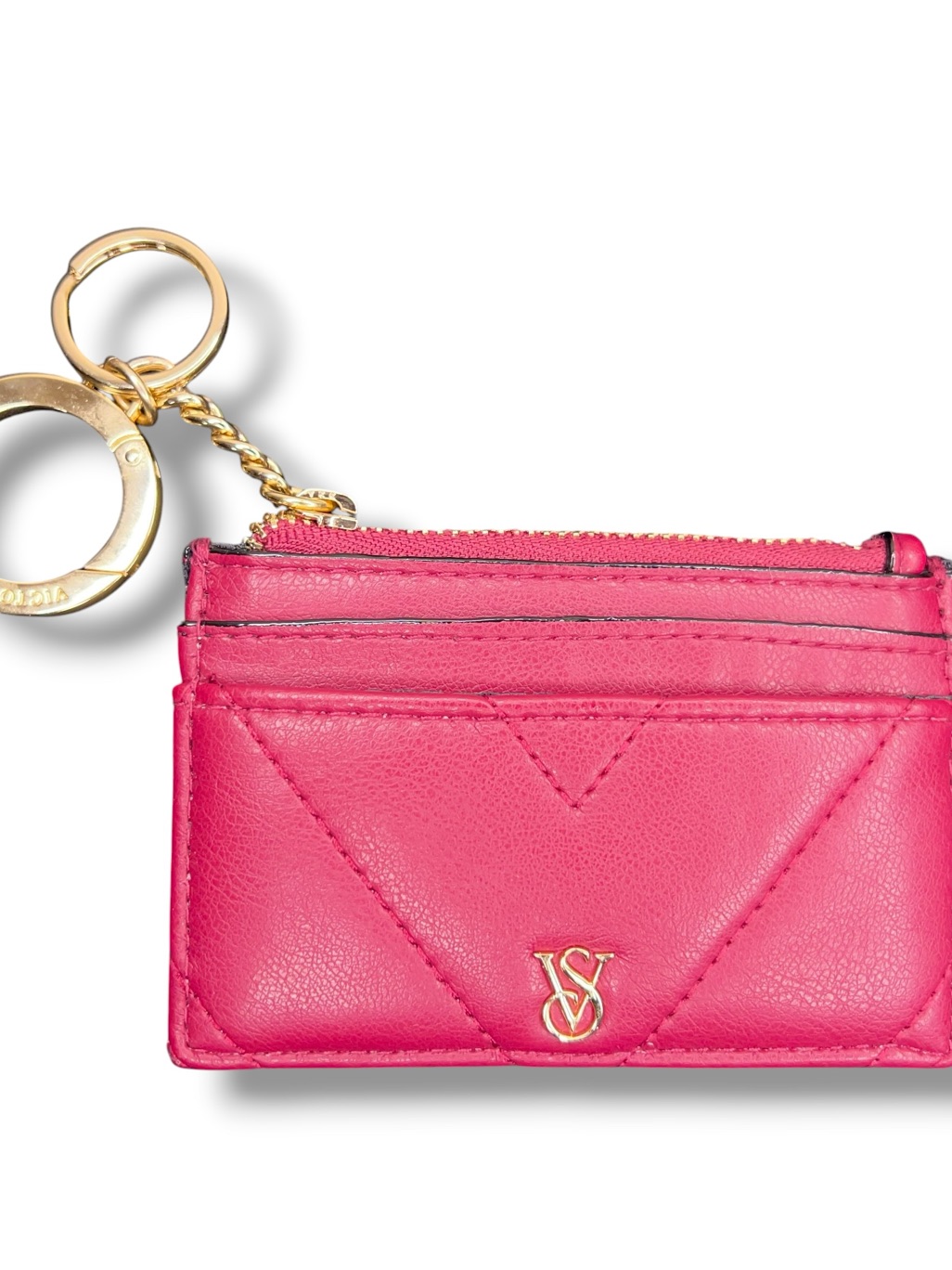Victorias Secret Burgundy Red Gold Mini Wallet Keychain Travel Festival Glam